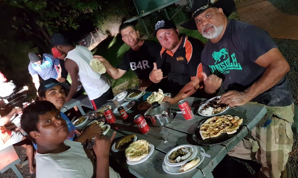 Jeff and friends eating dinner