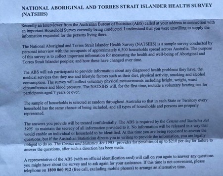 A copy of the letter sent to Indigenous people who do not wish to participate.