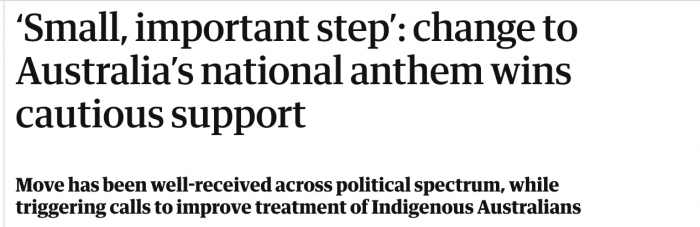 Heading in the Guardian 'A small but important step' saying that the 'Move has been well received across the political spectrum" 