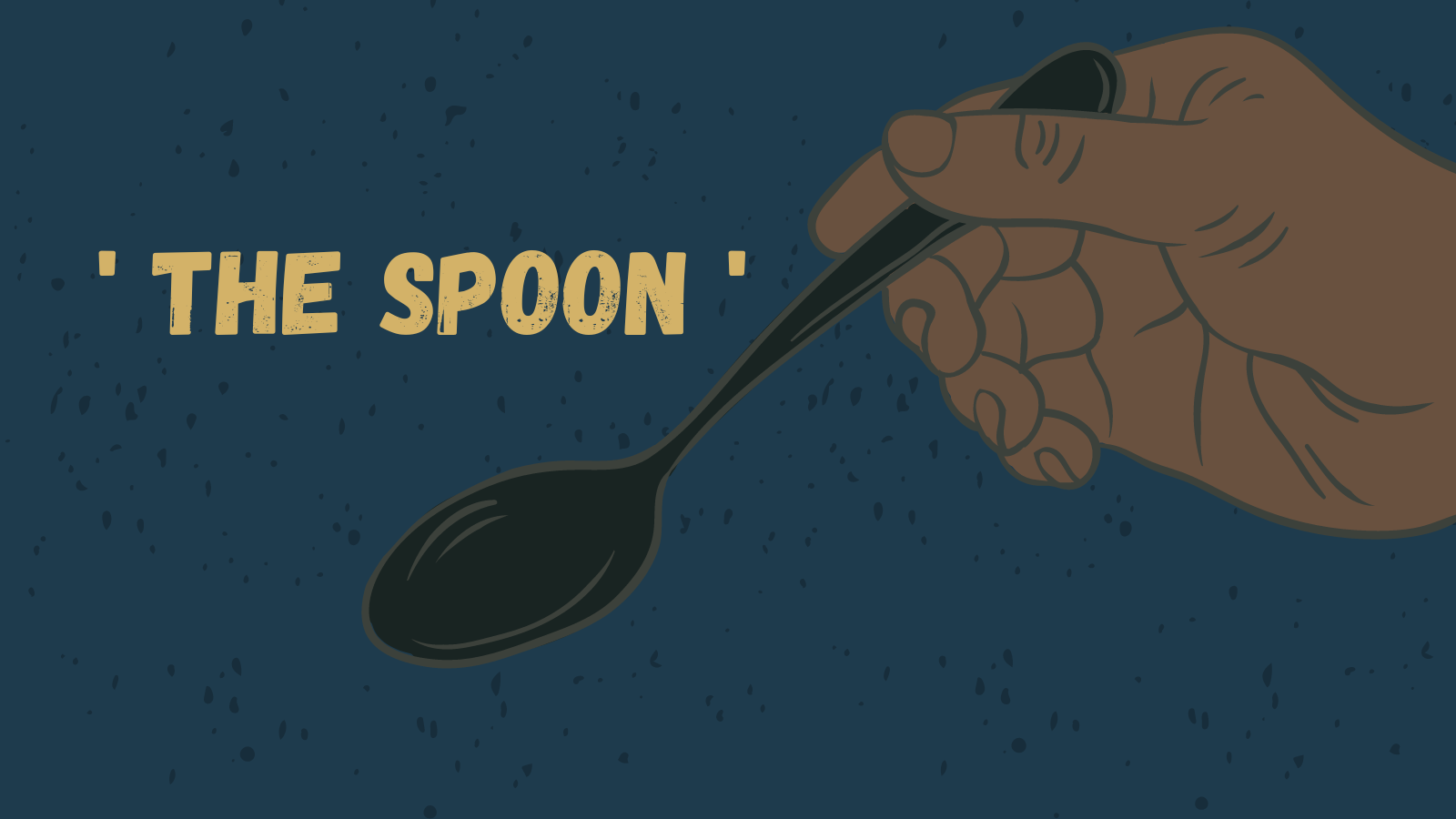 A hand holds a spoon with text overlay 'the spoon'